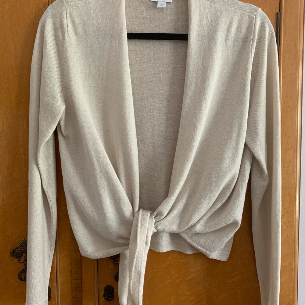 J. Jill Cream Cardigan Sweater with Tie-Front